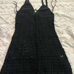Elegant Black Crochet Dress